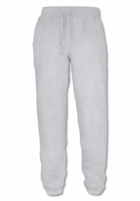 Grijze sweatpants gemaakt van zacht materiaal, met een elastische tailleband met trekkoord, smal toelopende boorden en zijzakken.