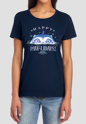 NETFLIX, KPOP DEMON HUNTERS CHRISTMAS DERPY HAPPY PAWLIDAYS - Print T-shirt - dark blue