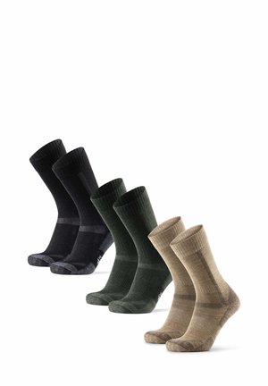 3-PACK  - Sports socks - beige/green/black