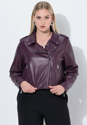 BIKER REVERSKRAGEN ZIPPTASCHEN - Kunstlederjacke - dark plum
