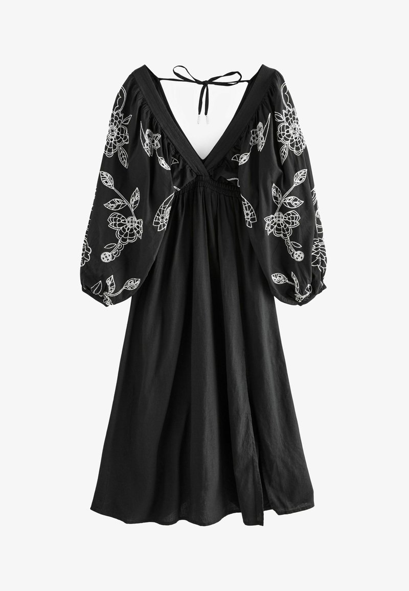 Next EMBROIDERED SLEEVED- REGULAR FIT - Maxi dress - black white/black - Zalando Next EMBROIDERED SLEEVED- REGULAR FIT - Maxi dress - black white/black - Zalando