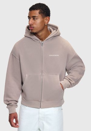 Dropsize, LOOSE BOMBER ZIP HOODIE - Sweat zippé - acid wash morning dove