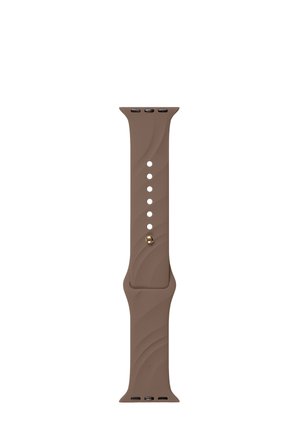 Brunt silikonarmband för klocka med flera justeringshål och anslutningsändar för att fästa på en smartklocka.