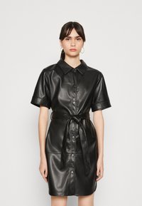 Noisy May - NMANDY PU 2/4 SHIRTDRESS - Shirt dress - black Thumbnail Image 1