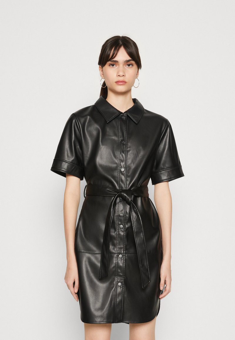 Noisy May - NMANDY PU 2/4 SHIRTDRESS - Blousejurk - black, Vergroten