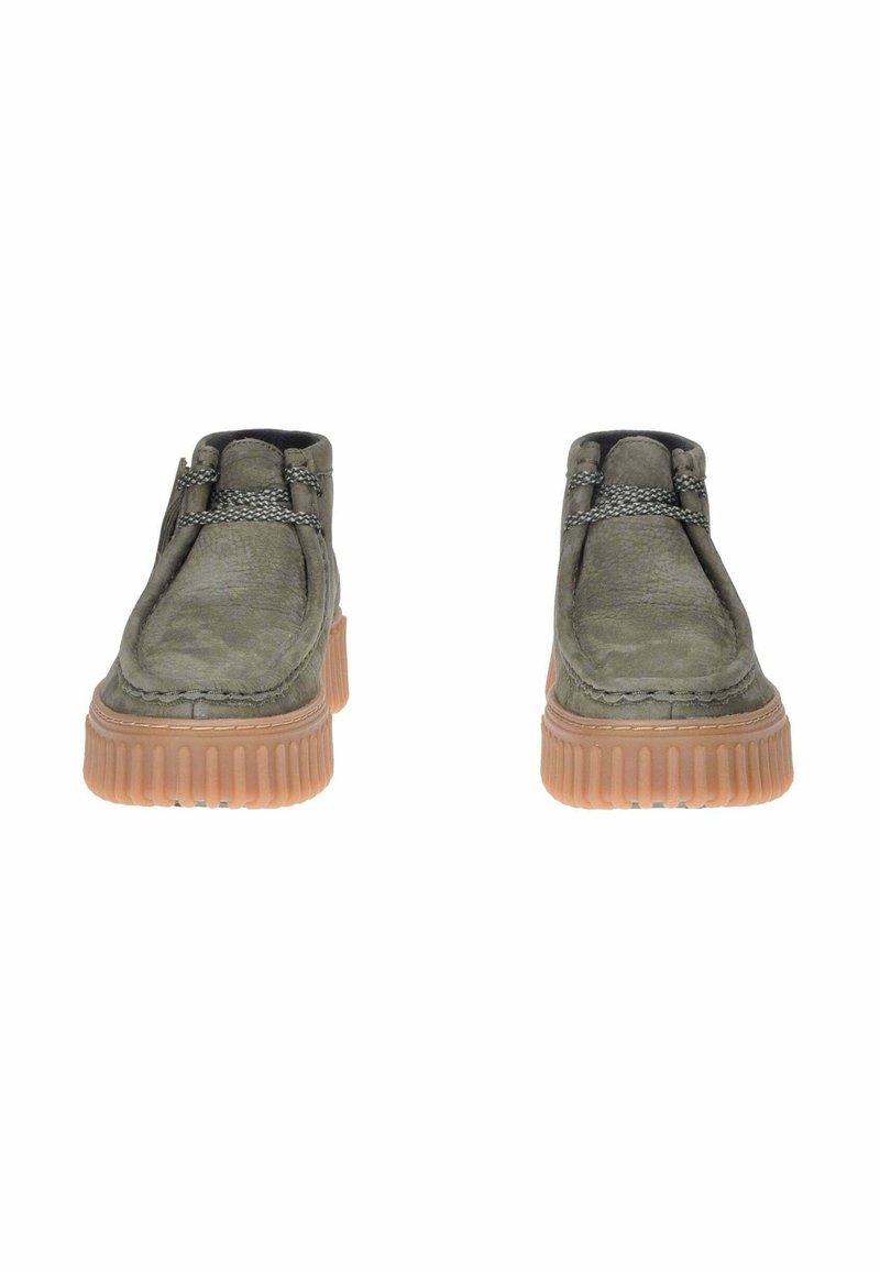 Clarks Torhill Moss – Stivali Donna In Pelle Greige E Camoscio, Fodera Calda, Lacci, Autunno Inverno
