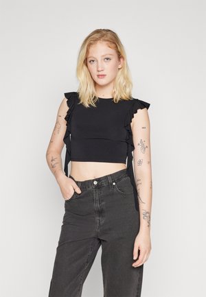 ONLY ONLSANDY FRILL - T-shirt basique - black