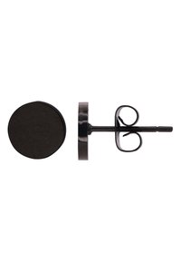 Boucles d'oreilles créoles noires avec une finition lisse. Comprend un tige en métal avec fermeture papillon. Design minimaliste, éclat subtil.
