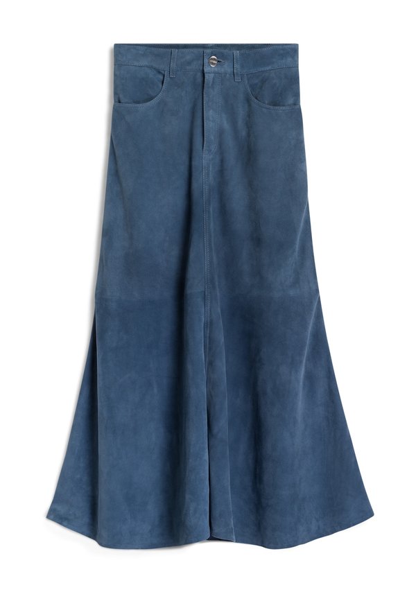 LACY - Leather skirt - steinblau4