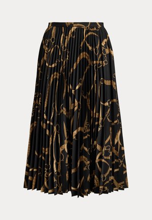 Lauren Ralph Lauren, BELTING-PRINT PLEATED CREPE SKIRT - Áčková sukně - black/tan