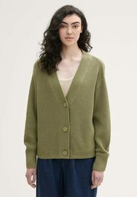 TOM TAILOR DENIM V NECK CARDIGAN - Kardigán - greyish green