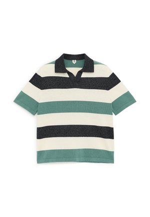 ARKET, ARKET BLOCK-STRIPE POLO SHIRT - Polo - blue/off white/green
