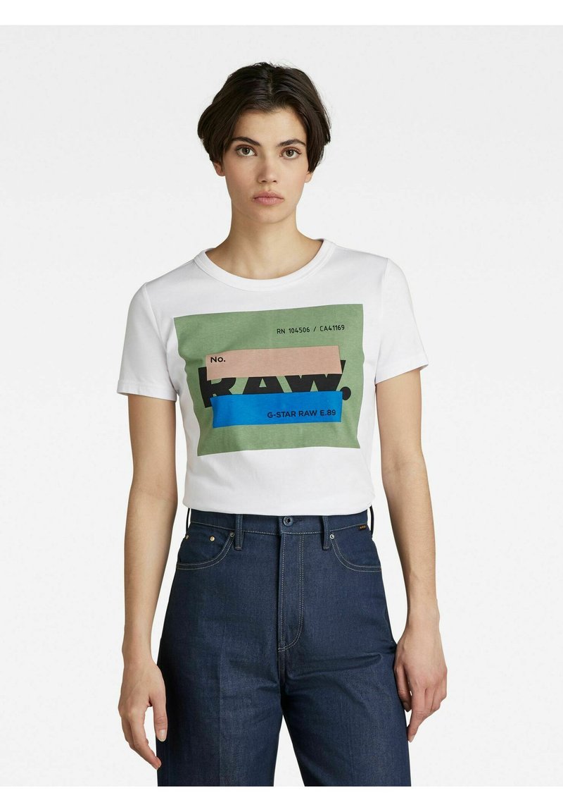 Damen T-Shirts | G-Star RAW. COVERED LONG SLIM T-Shirt print white/weiß - DJ07785 Damen T-Shirts | G-Star RAW. COVERED LONG SLIM T-Shirt print white/weiß - DJ07785