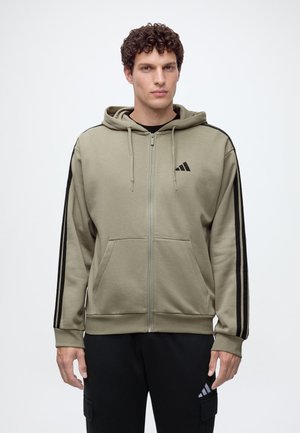 adidas Sportswear, ESSENTIALS 3 STRIPES FULL ZIP - Суитшърт с цип - silver pebble/black