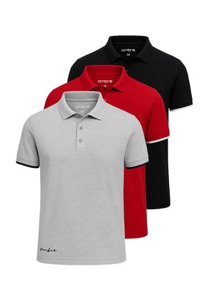 SET OF 3 POSS - Poloshirt - grey black red