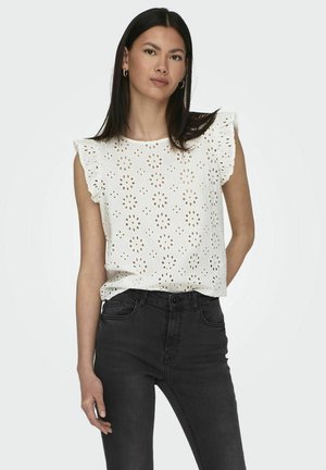 NORMAL GESCHNITTEN RUNDHALS VOLUMINÖSER ARMSCHNITT - Blusa - cloud dancer