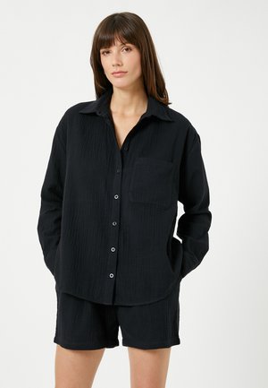 LONG SLEEVE POCKET DETAIL - Blusa - black