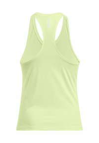 Ljust gul racerback tanktop i en texturerad tygkvalitet, med en slät yta och minimala sömnadsdetaljer på baksidan.