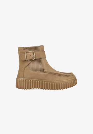 Clarks Originals, CLARKS DAMEN - STIEFELETTEN TORHILL BUCKLE BEIGE 39,5 - Lage laarzen - beige