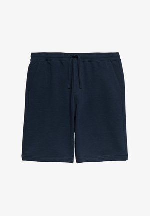 Granatowe, casualowe szorty z sznurkiem w talii i kieszeniami po bokach, zaprojektowane z myślą o komforcie i codziennym noszeniu.