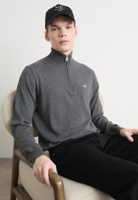 GANT HALF ZIP - Maglione - dark grey melange