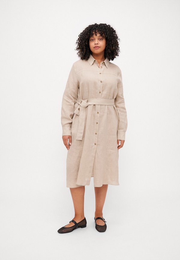 PEDALE - Shirt dress - sabbia3