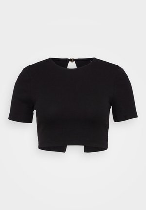 ONLY Petite, ONLRENE OPEN BACK HEART - Tricou cu imprimeu - black