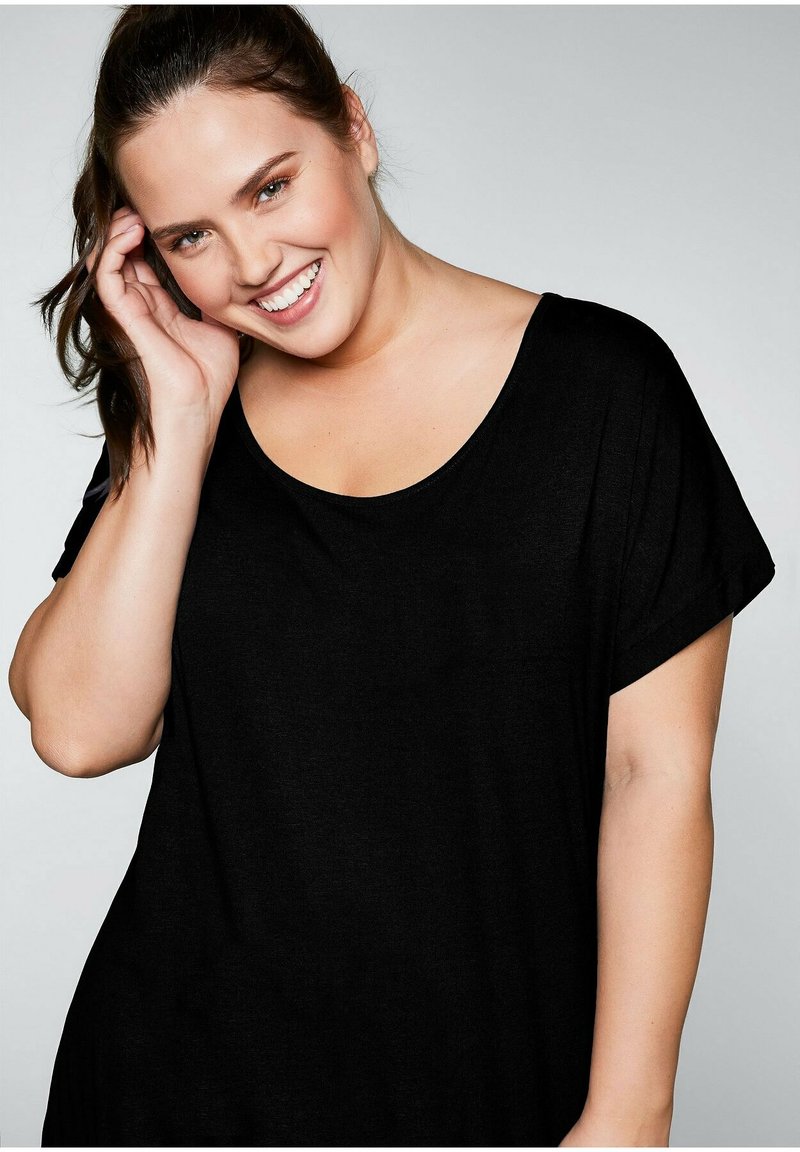 Damen Freizeitkleider | Sheego Jerseykleid schwarz - RY65967 Damen Freizeitkleider | Sheego Jerseykleid schwarz - RY65967