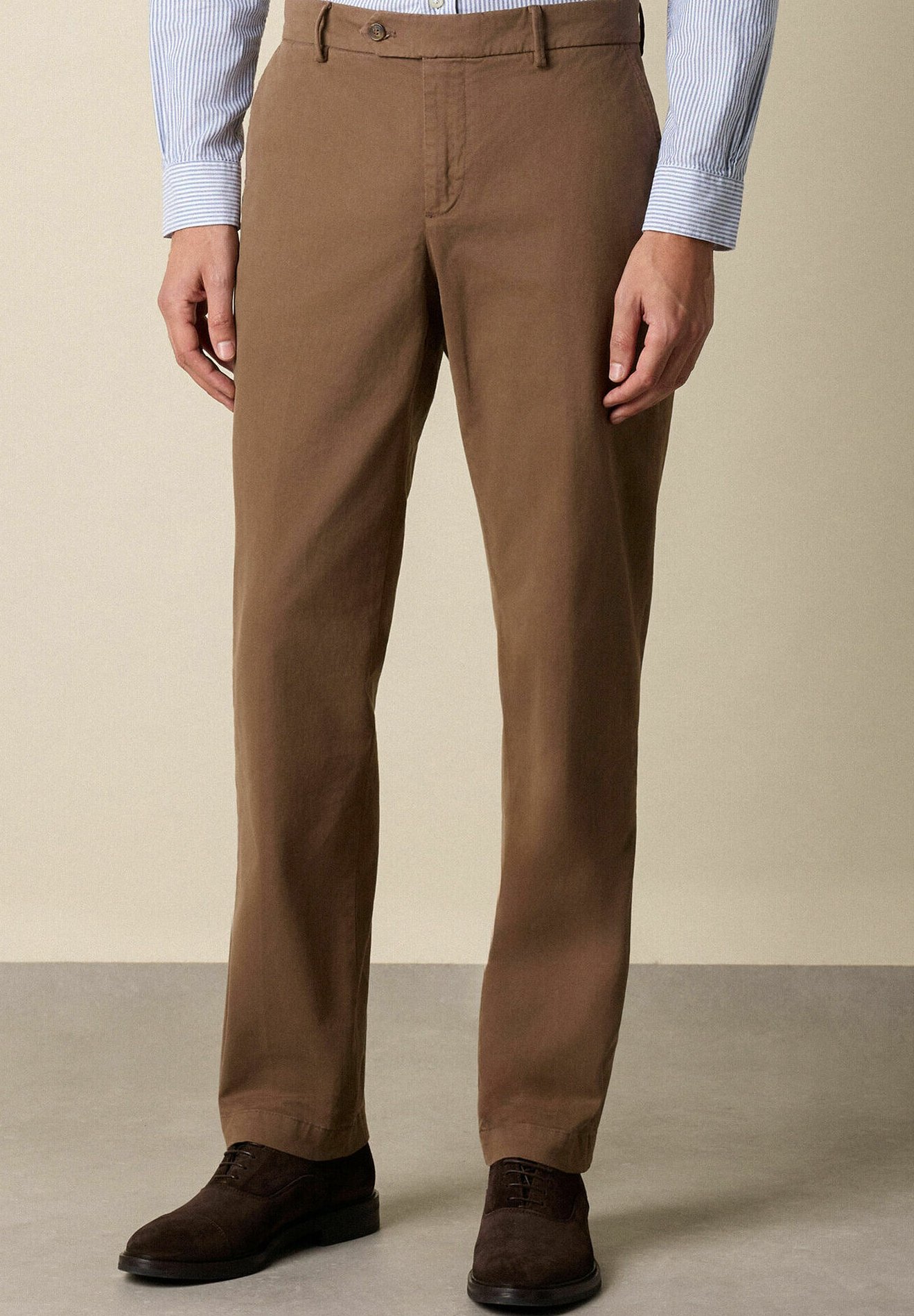 Brooks Brothers REGULAR FIT STRETCH - Chinos - tobacco/light brown