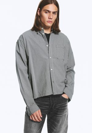 Weekday, LEVIN BOXY POPLIN  - Camisa - steel blue/offwhite minicheck