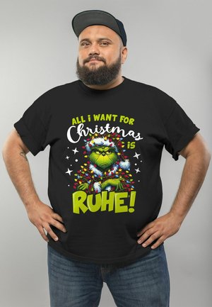 WEIHNACHTEN RUHE WEIHNACHTS GRINCH WEIHNACHTSOUTFIT LUSTIG  - Print T-shirt - schwarz