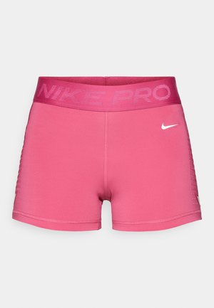 Pantaloni scurți atletici Nike Pro roz, cu o talie lată ce prezintă numele brandului. Fabricati dintr-un material elastic, cu o textură netedă și un mic detaliu cu logo.