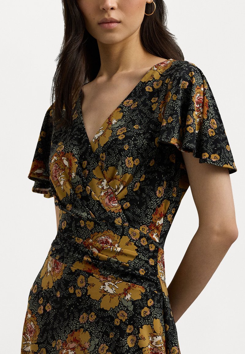 Lauren Ralph Lauren FLORAL STRETCH JERSEY SURPLICE DRESS - Day dress -  black multi/black - Zalando.co.uk
