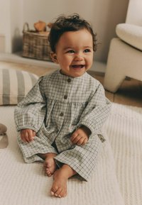 Next WIDE LEG SET - REGULAR FIT - Tygbyxor - white grid print