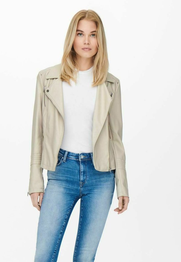 ONLGEMMA BIKER  - Faux leather jacket - silver lining3