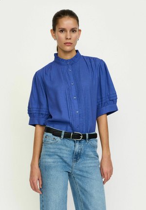 YINDI FRILL - Blúzka so zapínaním na gombíky - deep ultramarine