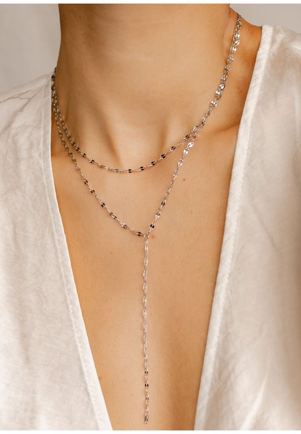 FLATTENED LINK Y LAYERED - Halskette - silberfarben
