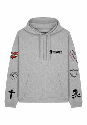 GOTHIC EMBROIDERY HEAYVWEIGHT UNISEX OVERSIZED  - Hoodie - mottled grey