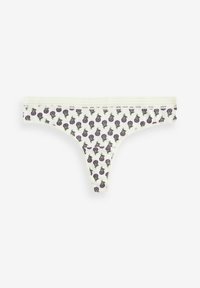 String floral crème avec de petits motifs de fleurs violettes. Fabriqué en tissu doux avec de délicates dentelles le long de la taille.