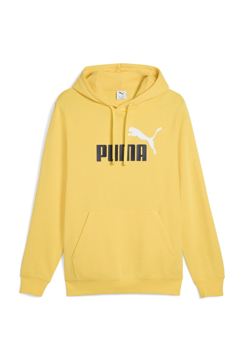Felpa gialla realizzata in tessuto misto cotone. Presenta una tasca frontale, polsini a costine e un grande logo nero "PUMA" con una silhouette bianca di un gatto.