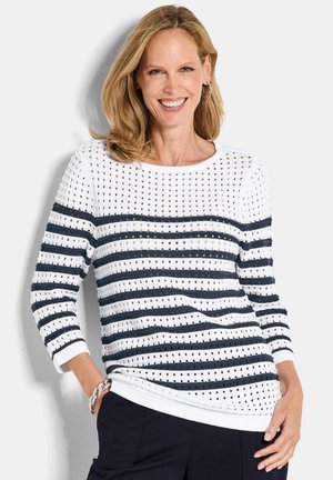 MARITIMER RINGELPULLOVER MIT AJOURMUSTER - Trui - white/navy striped