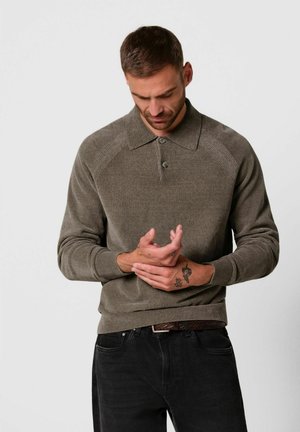 PROFUOMO, PROFUOMO POLO LONG SLEEVE - Jumper - brown