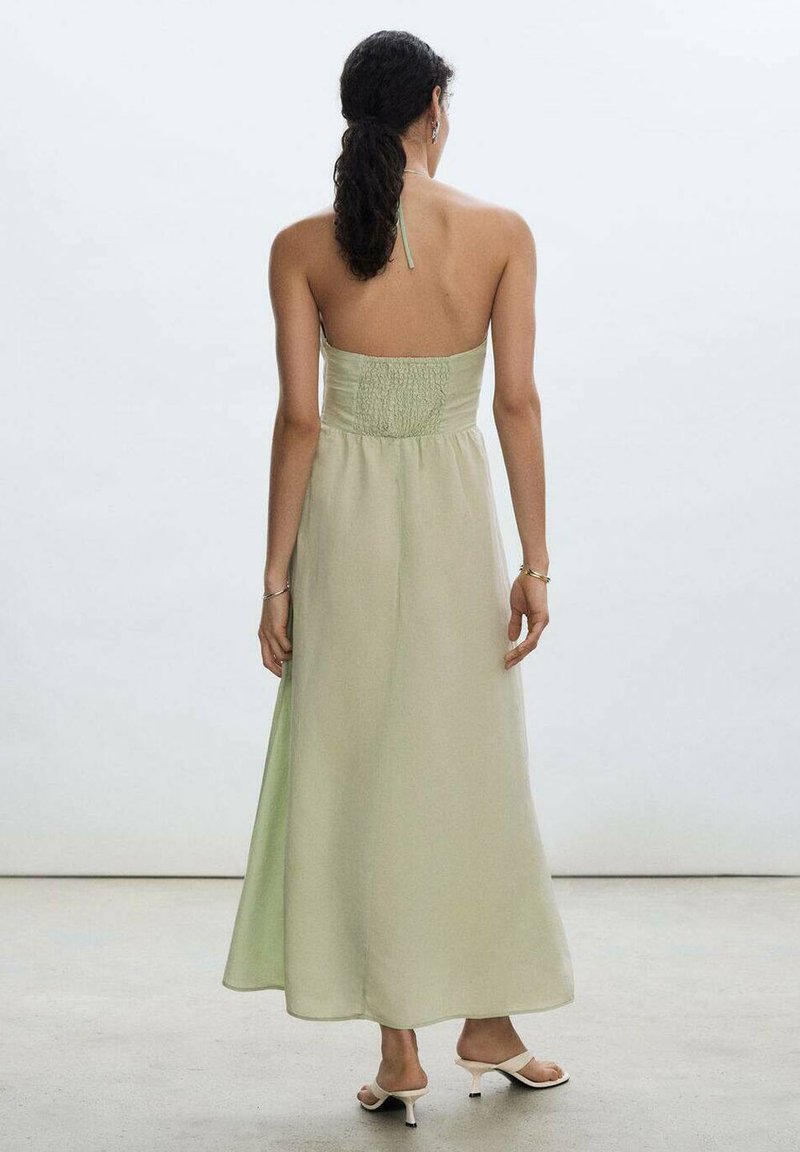 Robe Maxi Mango En Coton Popeline Verte - Taille M, Longue Et évasée, Neuve