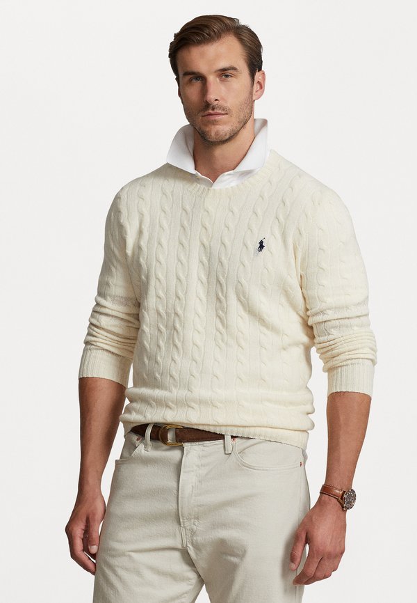 CABLE KNIT WOOL CASHMERE JUMPER - Jumper - andover cream