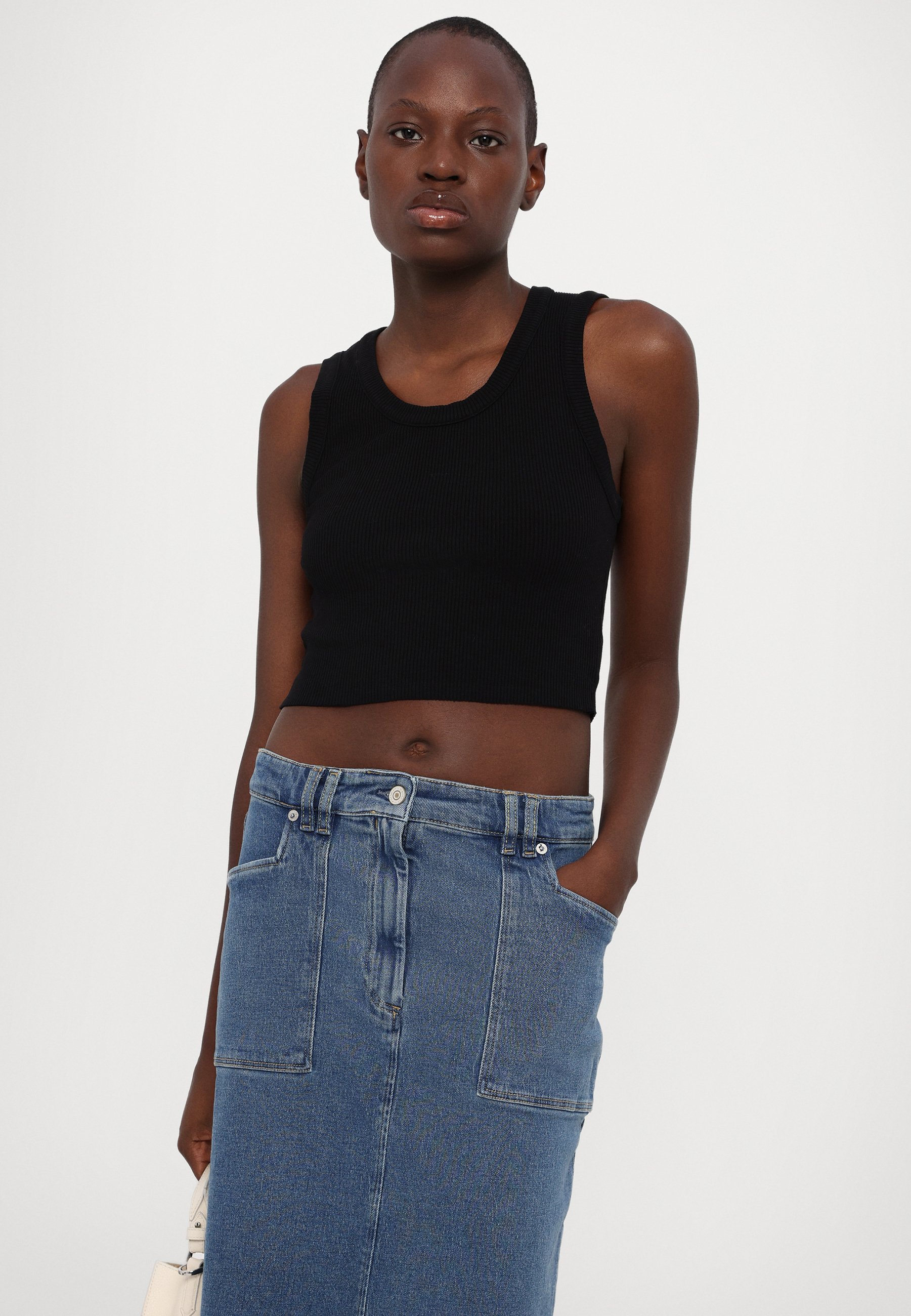 PS Paul Smith WOMENS MIDI SKIRT - Denim skirt - blue denim