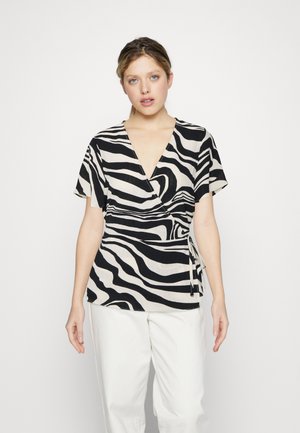 VILA VILOVIE WRAP - Μπλουζάκι με στάμπα - birch/misty