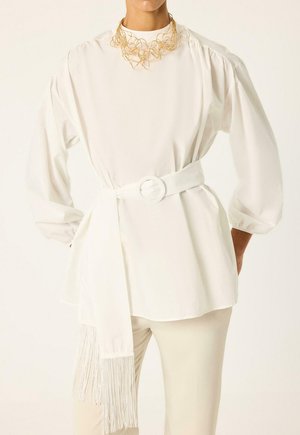 Touché Privé, BELTED POPLIN RUNIC - Μπλούζα - ecru