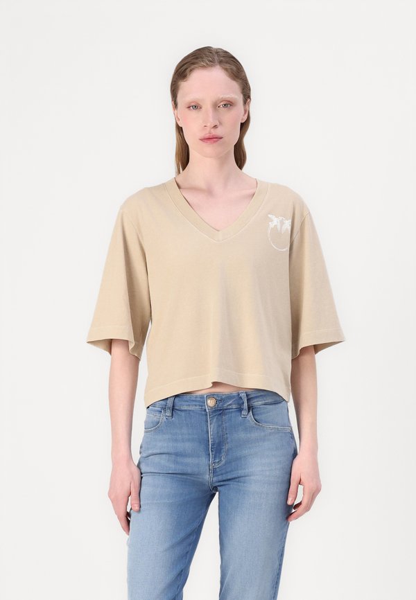 SUEZ CON BANDA LOGATA - Print T-shirt - cement beige2