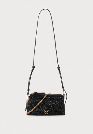 DOUBLE MINI FULL STRASS - Kabelka - nero/gold-coloured