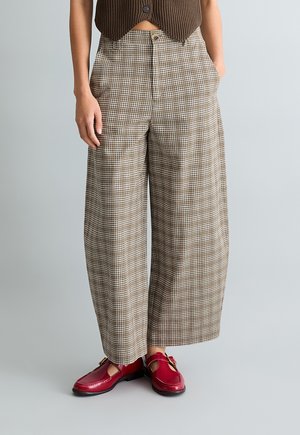 KARIERTE LOOSE AUS ORGANIC  - Pantalon classique - dark brown
